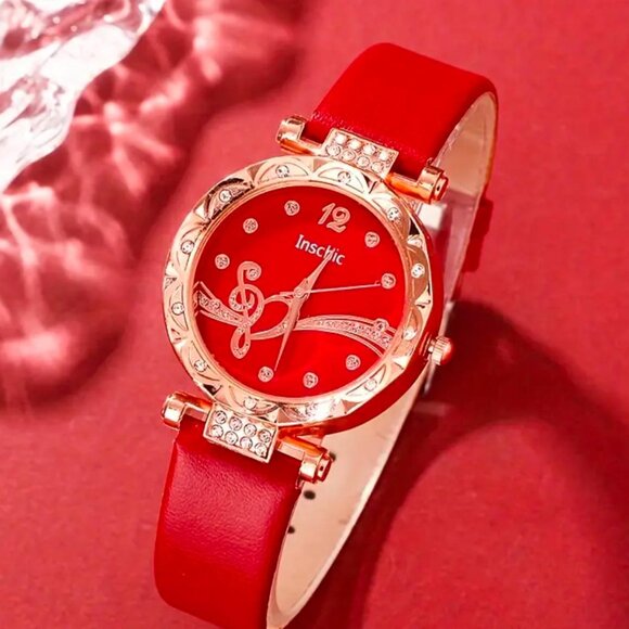 Brand new 6pc Women's Red Quartz Watch & Bracelet Set - Picture 3 of 6